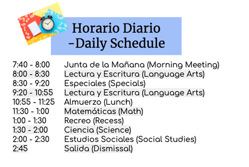 Horario/Schedule 